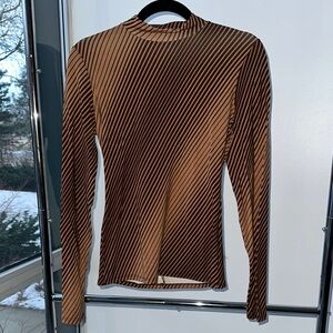 Reformation Brown and Black Striped Long Sleeve Tee